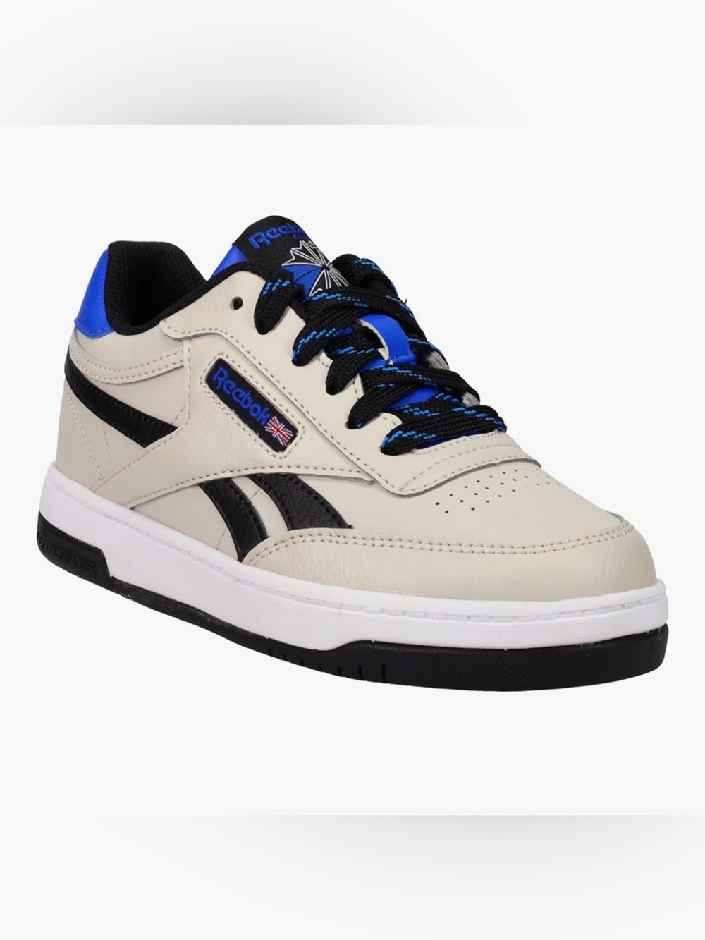 Reebok Heelys Leather Sneaker in Cream, Black & Blue